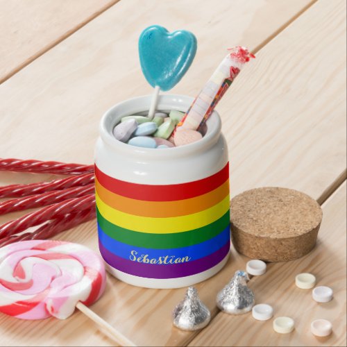LGBT Gay Pride Rainbow Flag Colors Personalized Candy Jar