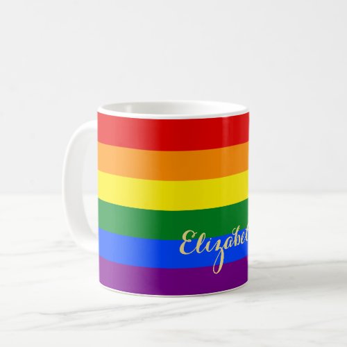 LGBT Gay Pride Rainbow Flag Colors Personalized Coffee Mug