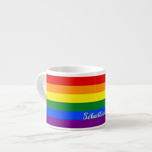 LGBT Gay Pride Rainbow Flag Colors Personalized Espresso Cup