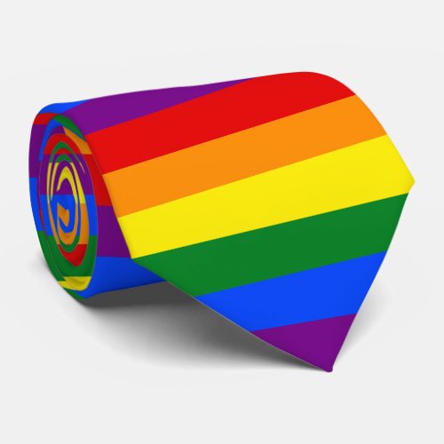 LGBT Gay Pride Rainbow Flag Colors Stripes Pattern Neck Tie