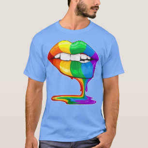 LGBT Gay Pride Rainbow Flag Lesbian Cute Sey Lips T-Shirt