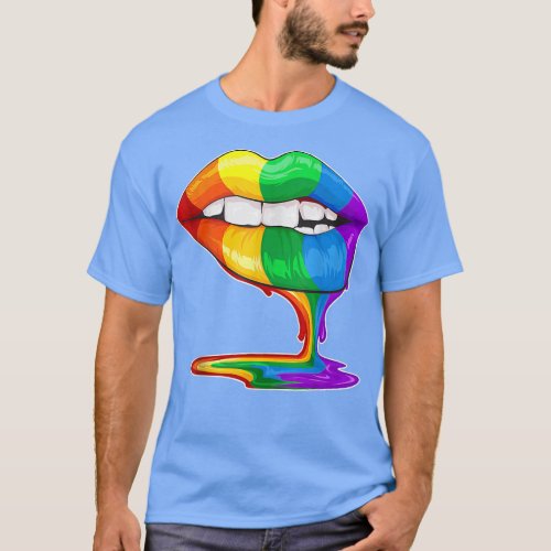 LGBT Gay Pride Rainbow Flag Lesbian Cute Sey Lips  T_Shirt