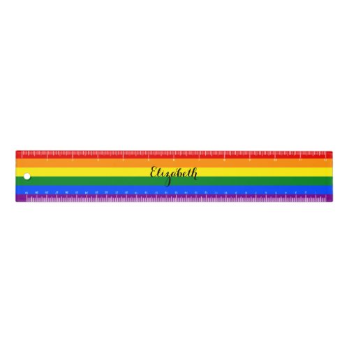 LGBT Gay Pride Rainbow Flag Monogram School Office Ruler