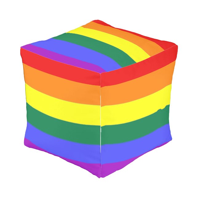 LGBT Gay Pride Rainbow Flag Outdoor Pouf (Angled Front)