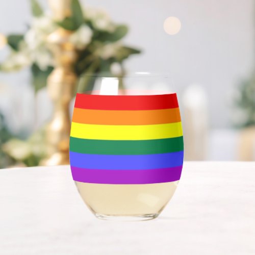 LGBT Gay Pride Rainbow Flag Stemless Wine Glass