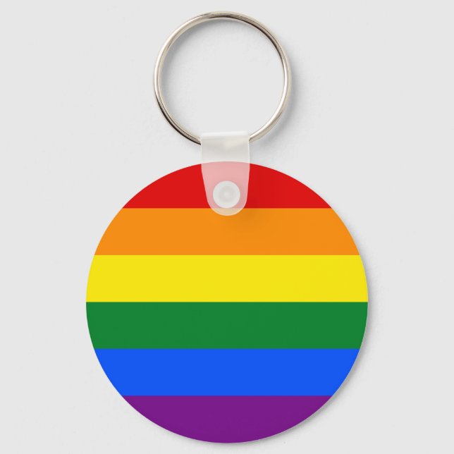 LGBT Gay Pride Rainbow Flag Stripe Keychain (Front)