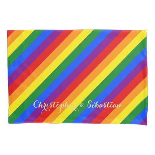 LGBT Gay Pride Rainbow Flag Stripes LGBTQ Wedding Pillow Case