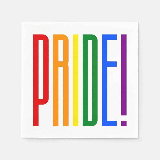 LGBT Gay Pride Rainbow Flag Typography LGBTQ Party Napkins (Front)