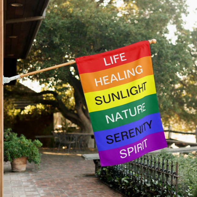 LGBT Gay Pride Rainbow flag with custom text (In SItu)