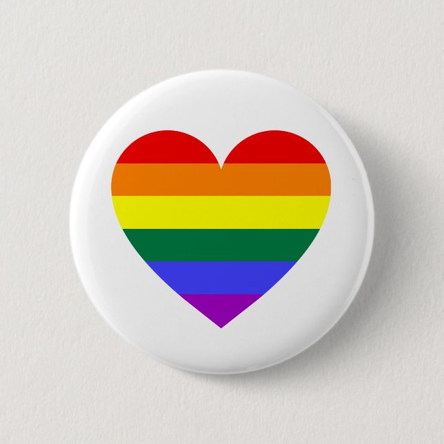 LGBT Gay Pride Rainbow Heart Button (Front)