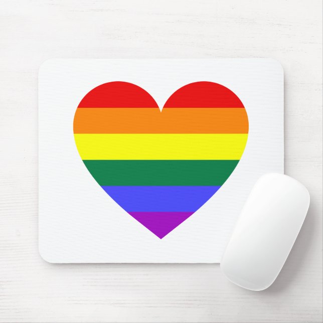 LGBT Gay Pride Rainbow Heart Mouse Pad (With Mouse)