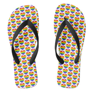 LGBT Gay Pride Rainbow Heart Pattern Flip Flops
