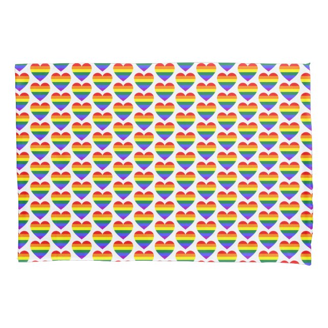 LGBT Gay Pride Rainbow Heart Pattern Pillow Case (Front)