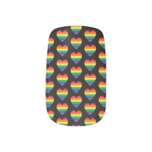 LGBT Gay Pride Rainbow Hearts Black Minx Nail Art