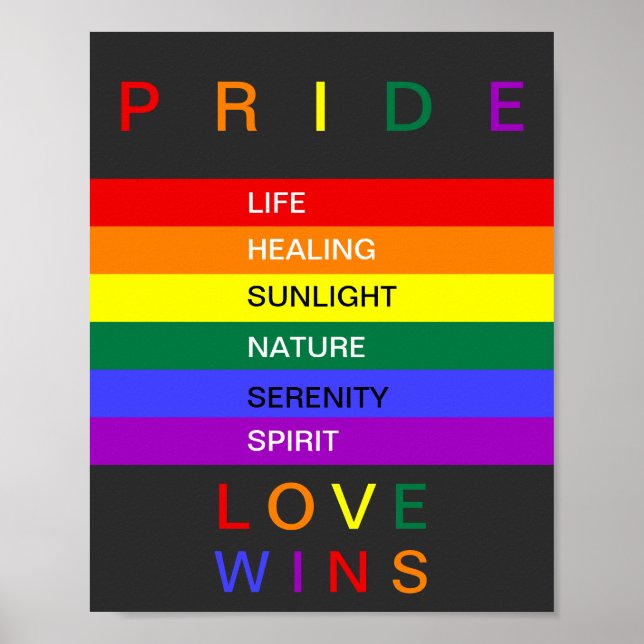 LGBT Gay Pride Rainbow Love Wins Custom Poster (Front)
