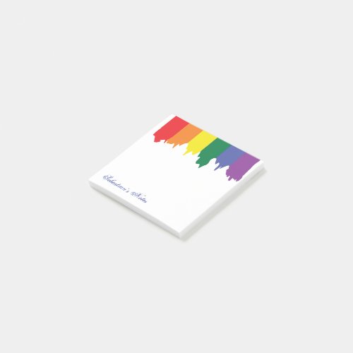 LGBT Gay Pride Rainbow Paint Personalized Post_it Notes