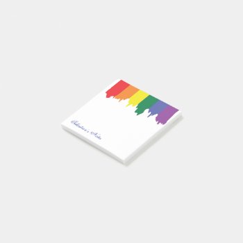 Lgbt Gay Pride Rainbow Paint Personalized Post-it Notes by Neurotic_Designs at Zazzle