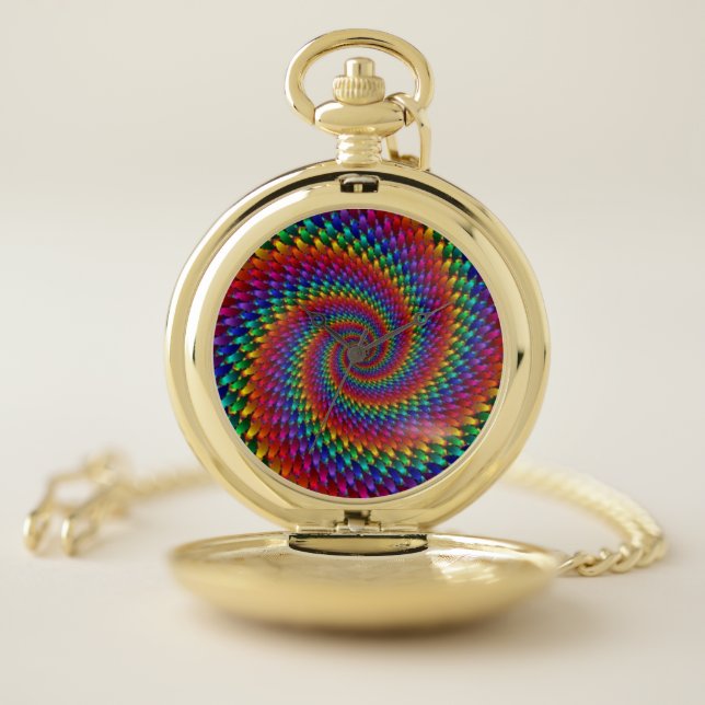 LGBT Gay Pride Rainbow Spiral Fractal Infinity! Pocket Watch (Inside)