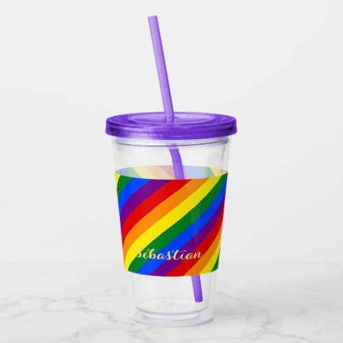 LGBT Gay Pride Rainbow Stripes Colorful Flag LGBTQ Acrylic Tumbler