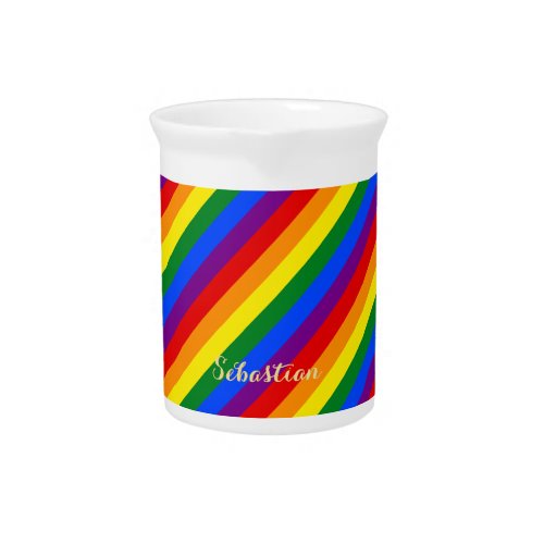 LGBT Gay Pride Rainbow Stripes Colorful Flag LGBTQ Beverage Pitcher