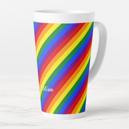 LGBT Gay Pride Rainbow Stripes Colorful Flag LGBTQ Latte Mug