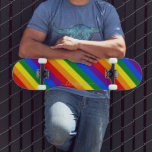 LGBT Gay Pride Rainbow Stripes Colorful Flag LGBTQ Skateboard<br><div class="desc">Beautiful, vibrant, LGBT gay pride rainbow flag colors, colorful geometric stripes pattern, custom, personalized, classy elegant faux gold script / typography / font, modern, cool, stylish, best quality hard-rock maple competition shaped skateboard deck. To customize, simply type in your name / monogram / initials. While you add / design, you'll...</div>