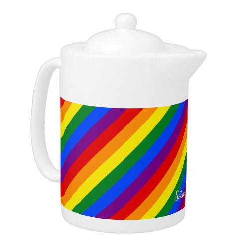 LGBT Gay Pride Rainbow Stripes Colorful Flag LGBTQ Teapot