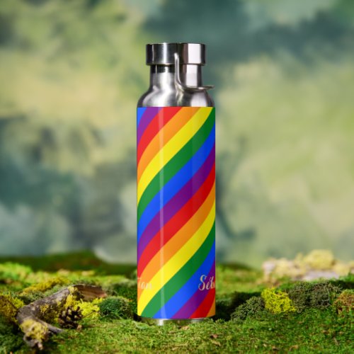 LGBT Gay Pride Rainbow Stripes Colorful Flag LGBTQ Water Bottle