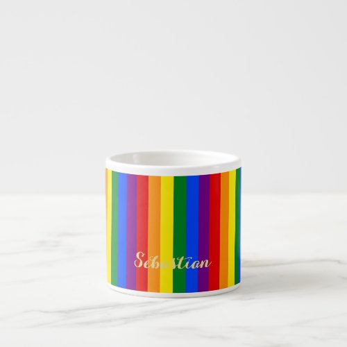 LGBT Gay Pride Rainbow Stripes Flag Monogram LGBTQ Espresso Cup