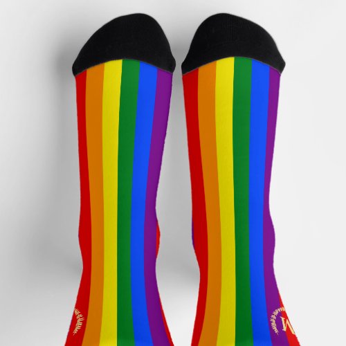 LGBT Gay Pride Rainbow Stripes Flag Monogram LGBTQ Socks
