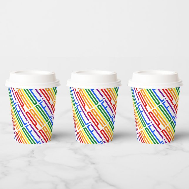 LGBT Gay Pride Rainbow Text Pattern LGBTQ Party Paper Cups (Multi)
