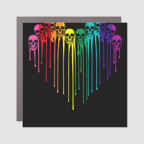 LGBT Gay Pride Started Flag Skull Heart LGBT Suppo Car Magnet