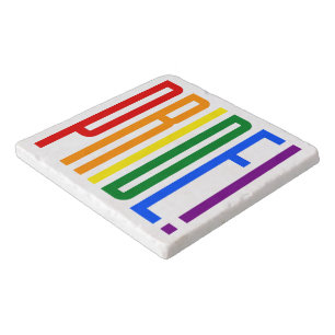LGBT Gay Pride Typography Colorful Rainbow Colors Trivet