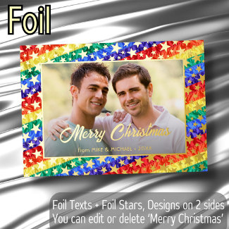 LGBT gay rainbow flag star custom photo Christmas