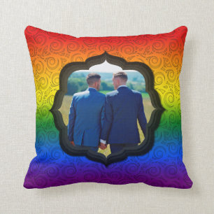 LGBT Gay Rainbow Pride Flag Custom Photo Throw Pillow