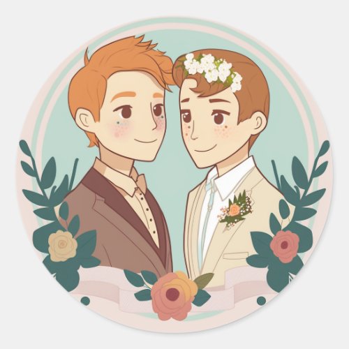 LGBT Gay Wedding Classic Round Sticker