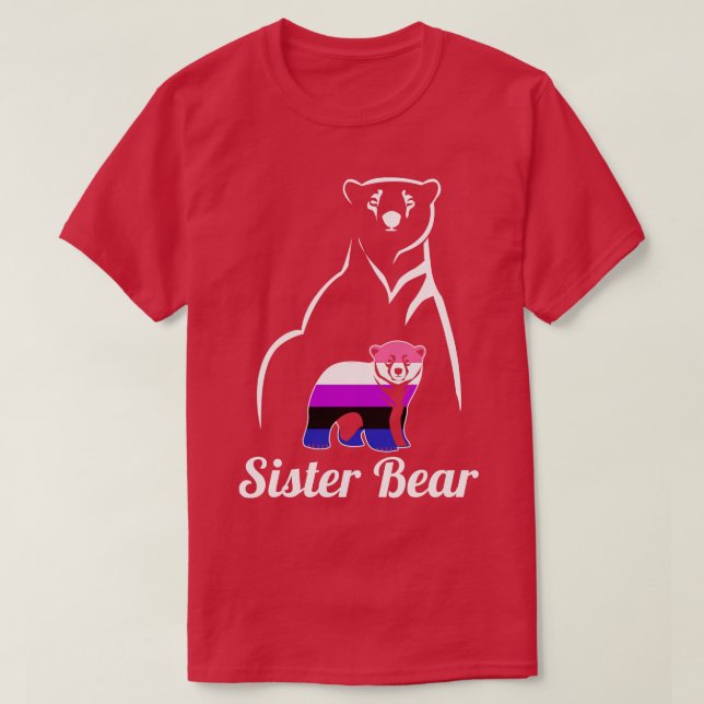 LGBT Genderfluid Sister Bear Genderfluid Pride Fla T-Shirt (Design Front)