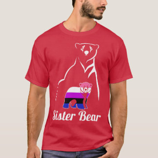 LGBT Genderfluid Sister Bear Genderfluid Pride Fla T-Shirt