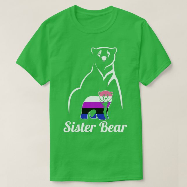 LGBT Genderfluid Sister Bear Genderfluid Pride Fla T-Shirt (Design Front)
