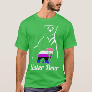 LGBT Genderfluid Sister Bear Genderfluid Pride Fla T-Shirt