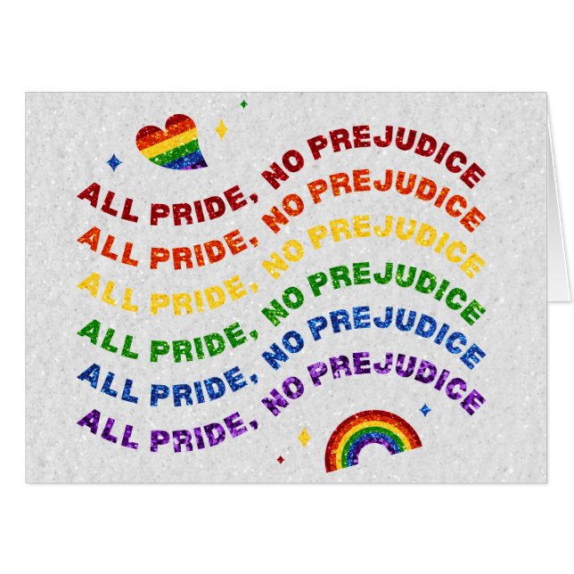 LGBT Glitter All Pride No Prejudice Card (Front Horizontal)