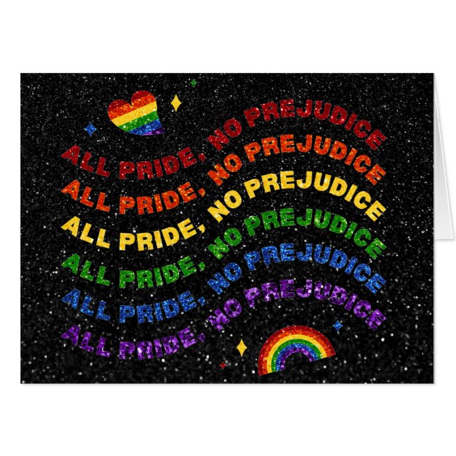 LGBT Glitter All Pride No Prejudice Card (Front Horizontal)