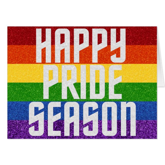 LGBT Glitter Happy Pride Season Card (Front Horizontal)