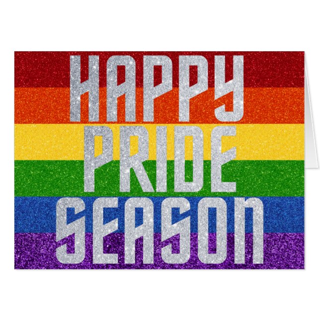 LGBT Glitter Happy Pride Season Card (Front Horizontal)