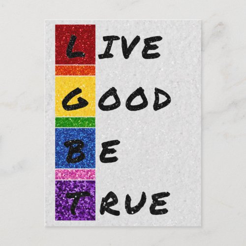 LGBT Glitter Live Good Be True Card