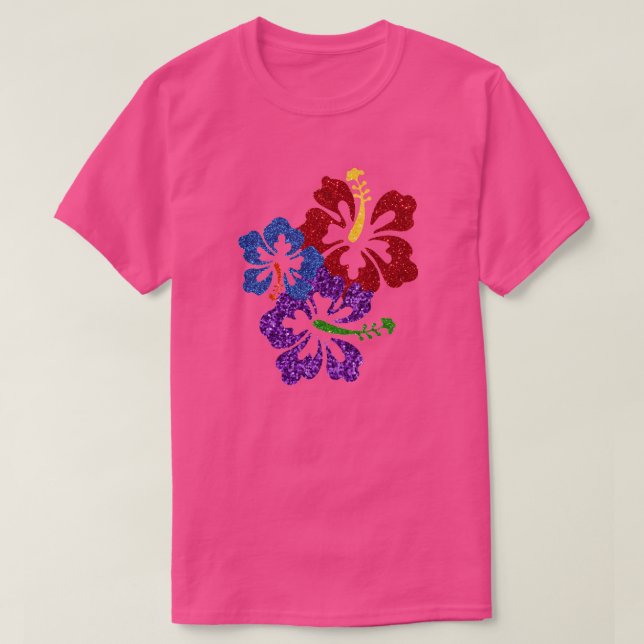 LGBT Glitter Pride Colors Hibiscus T-Shirt (Design Front)