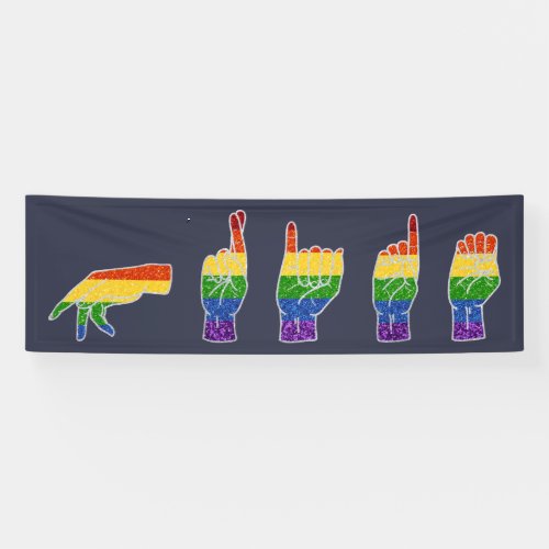 LGBT Glitter Rainbow ASL Pride Banner