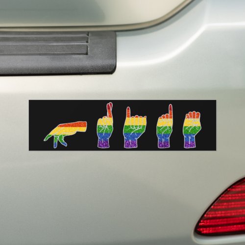 LGBT Glitter Rainbow ASL Pride Bumper Sticker