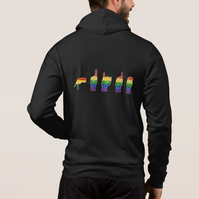 LGBT Glitter Rainbow ASL Pride Hoodie (Back)