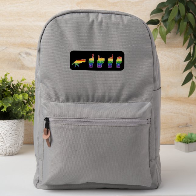 LGBT Glitter Rainbow ASL Pride Patch (On Backpack)